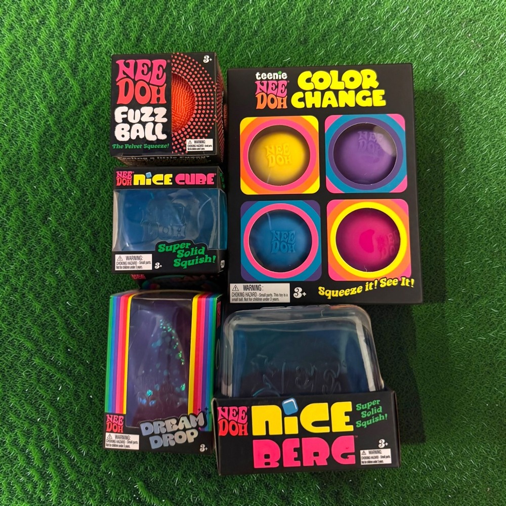 NeeDoh Fidget Toy Bundle Nice Berg Nice Cube Color Change Fuzz Ball Dream Drop